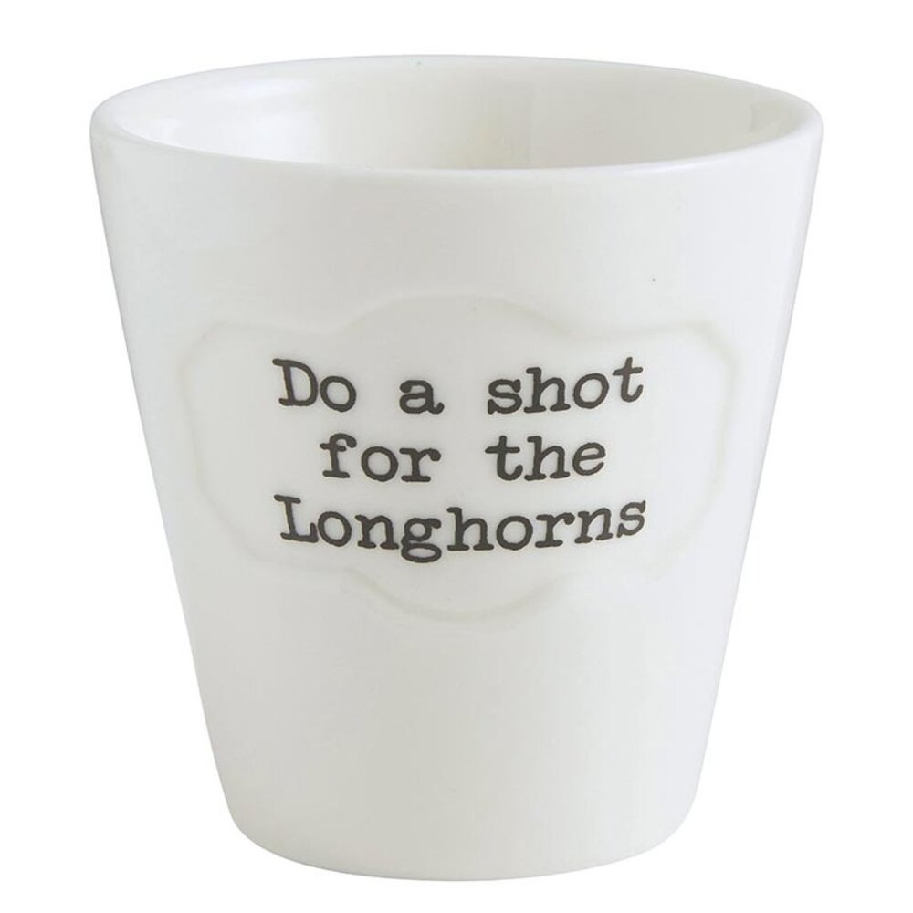NEW Do a shot for the Texas Longhorns ! Set of 12 ceramic Shot Glasses NIB